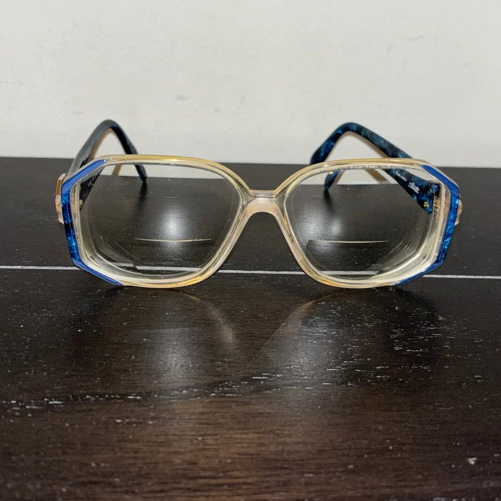 Vintage Silhouette FRAMES‎ | Blue Marbled Geometric Oversized Eyeglasses Austria